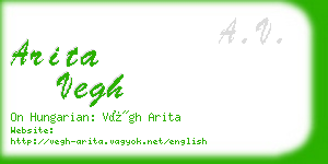 arita vegh business card